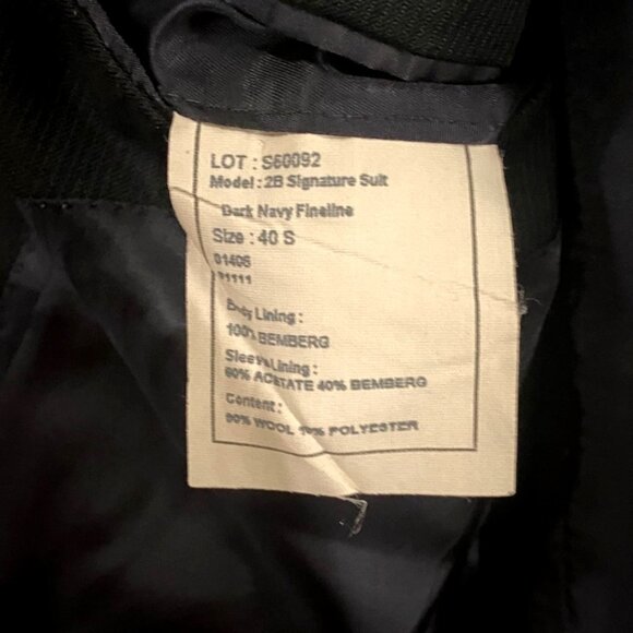 Jos. A. Bank Dark Navy Wool Two Button Signature Suit Coat Blazer Jacket 40S - Picture 8 of 8